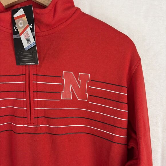 Nebraska Cornhuskers Quarter Zip Pullover Sweatshirt Size Large Red NWT - Picture 2 of 5